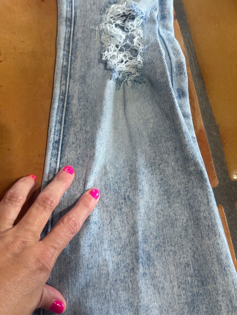 Flying Monkey Light Wash Distressed Wide Leg Jeans - Picture 2 of 3